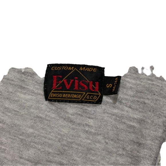 Evisu Men Heather Grey Evisu Osaka Print Racerback Tank T-Shirt Sz S Patch Japan - Picture 12 of 15